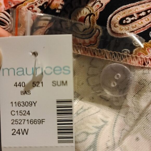 24W Boho Pink Paisley Wrap Skirt Midi Lightweight - Picture 9 of 12